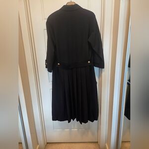 VINTAGE PORT Chic navy Pleated Coat with Gold Buttons
